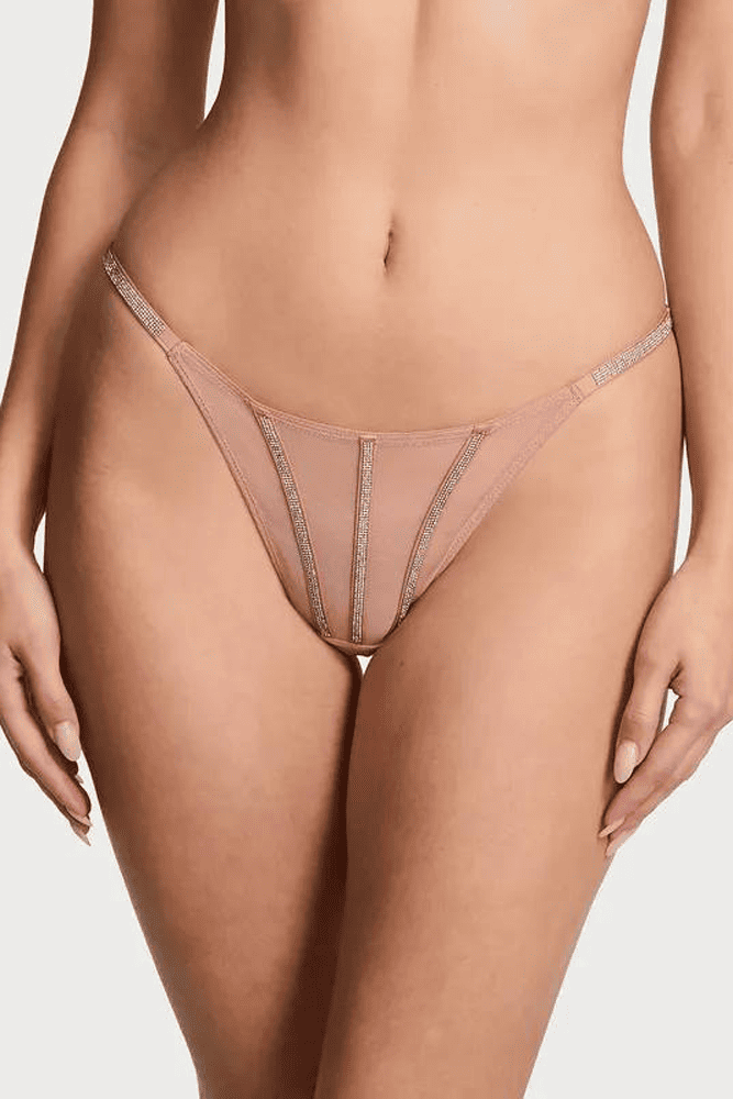 Трусики ЗІ СТРАЗАМИ СТРІНГИ МЕРЕЖИВО CARAMEL