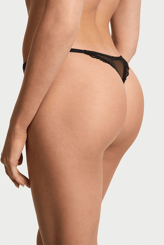 Трусики ЗІ СТРАЗАМИ СТРІНГИ МЕРЕЖИВО DARK BLACK LINES LACE Victoria`s Secret