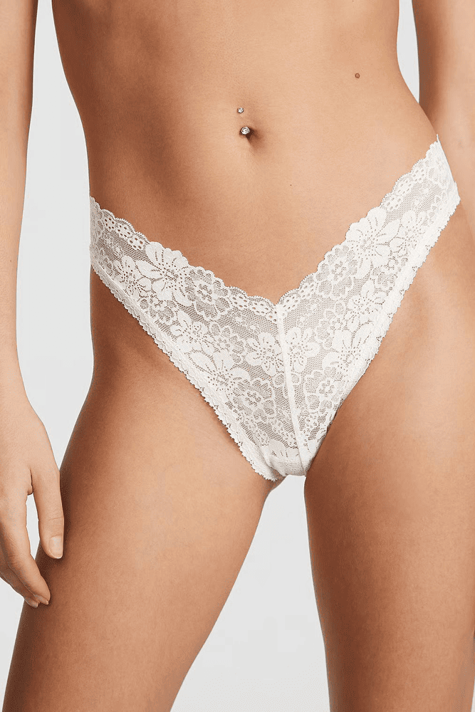 Трусики PINK БРАЗИЛІАНИ WHITE LACE V Victoria`s Secret