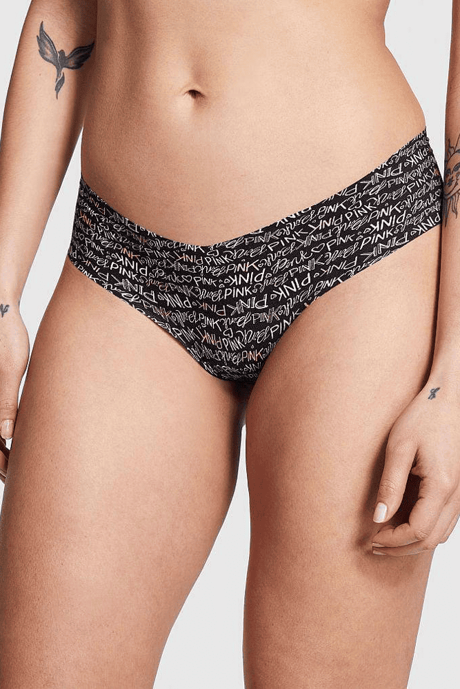 Трусики БЕЗШОВНІ БРАЗИЛІАНИ BLACK LOGO PINK Victoria`s