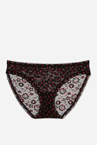 Трусики МЕРЕЖИВНІ БРАЗИЛІАНИ BLACK RED HEART LACE Victoria`s