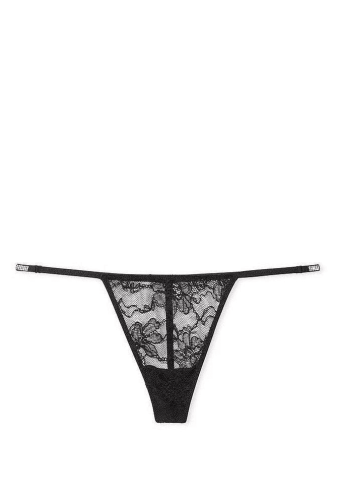 Трусики ЗІ СТРАЗАМИ V-THONG BLACK Victoria`s Secret