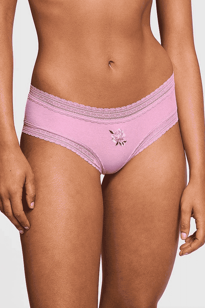 Трусики БАВОВНЯНІ БРАЗИЛІАНИ РУБЧИК PINK ROSE Victoria`s Secret