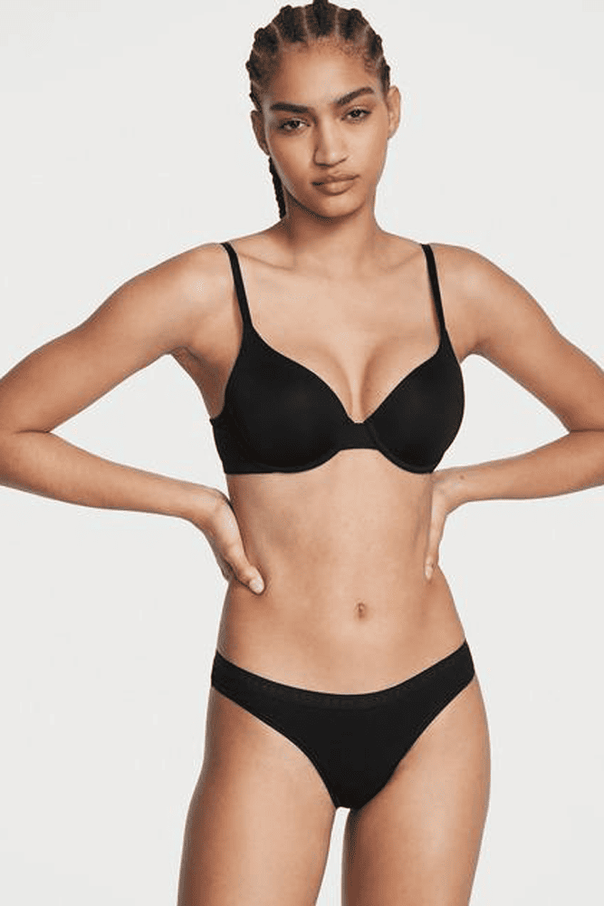 Трусики БАВОВНЯНІ СТРІНГИ BLACK CLASSIC Victoria`s Secret