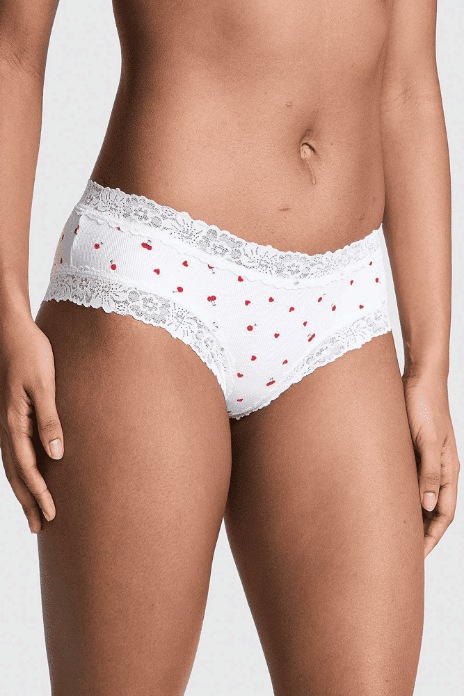 Трусики БАВОВНЯНІ БРАЗИЛІАНИ РУБЧИК WHITE CHERRY Victoria`s Secret
