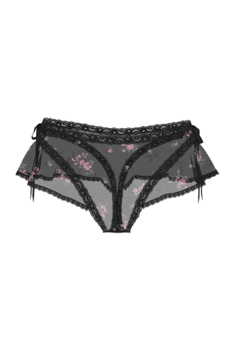 Трусики МЕРЕЖИВНІ ЛЮКС СТРІНГИ BLACK FLORAL BOW Victoria`s Secret
