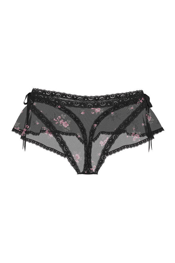 Трусики МЕРЕЖИВНІ ЛЮКС СТРІНГИ BLACK FLORAL BOW Victoria`s Secret
