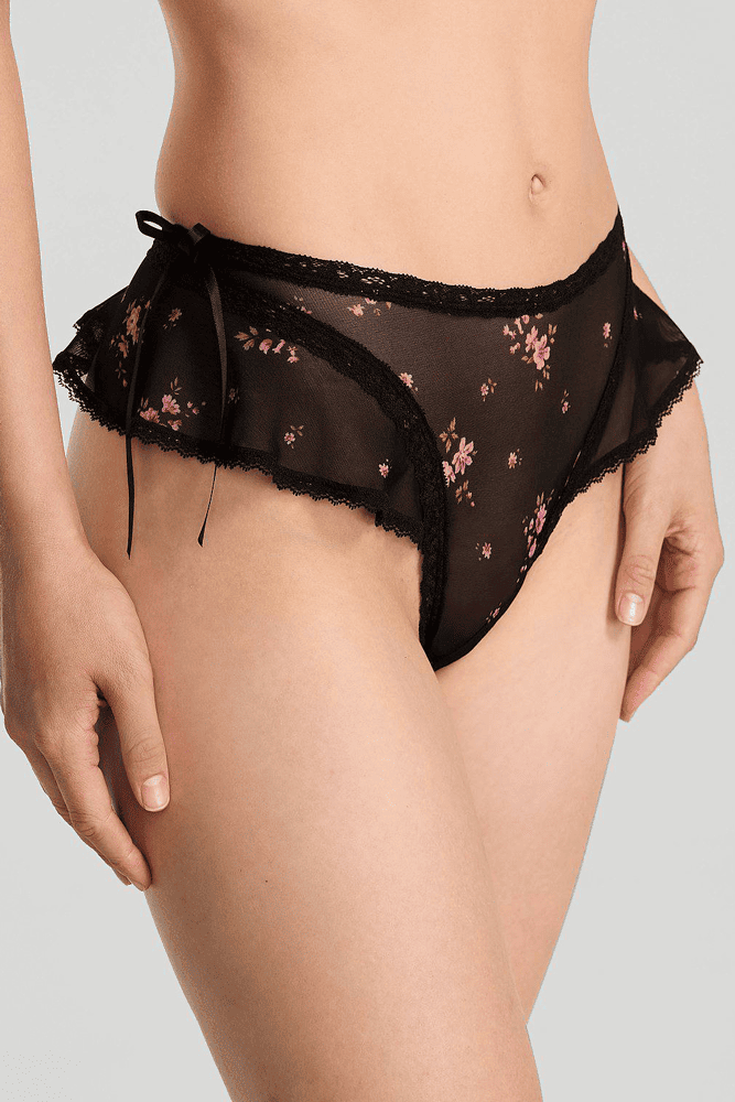 Трусики МЕРЕЖИВНІ ЛЮКС СТРІНГИ BLACK FLORAL BOW Victoria`s Secret