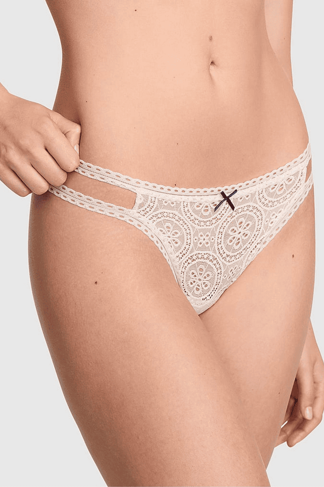Трусики PINK СТРІНГИ WHITE EMBR LACE