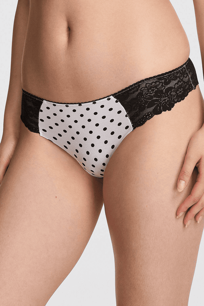Трусики БЕЗШОВНІ СТРІНГИ BLACK DOT LACE Victoria`s Secret