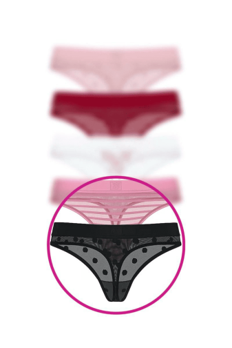 Трусики З РЕЗИНКОЮ СТРІНГИ BLACK  DOT MESH Victoria`s Secret