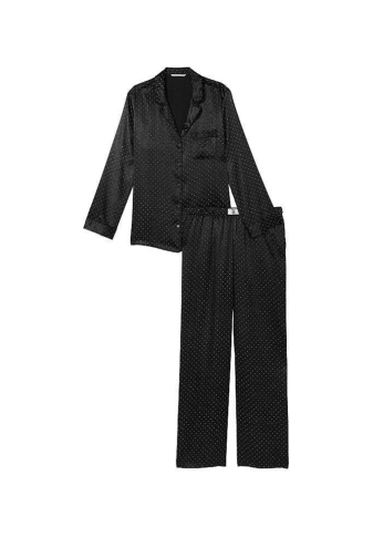 ПІЖАМА САТИН ДОВГА BLACK EMBL Victoria`s Secret