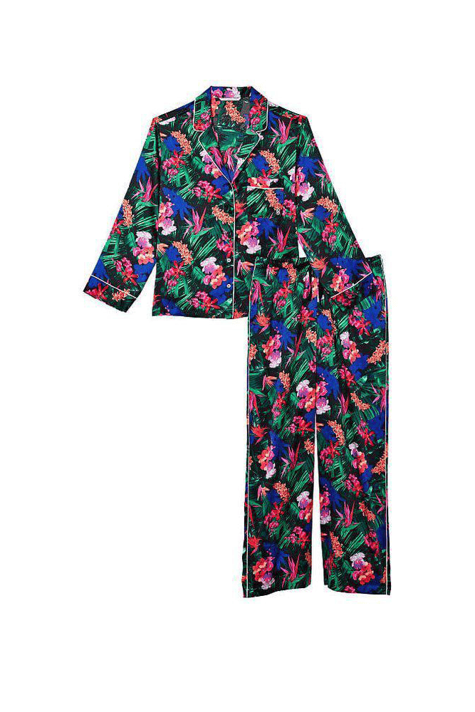 ПІЖАМА САТИН ДОВГА BLACK FLOWER Victoria`s Secret