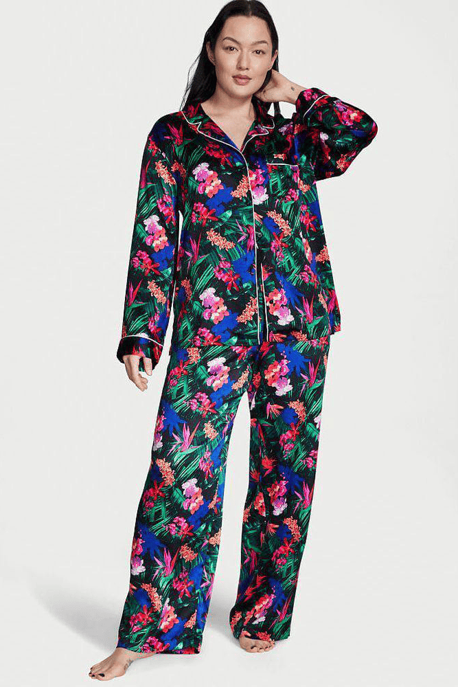 ПІЖАМА САТИН ДОВГА BLACK FLOWER Victoria`s Secret