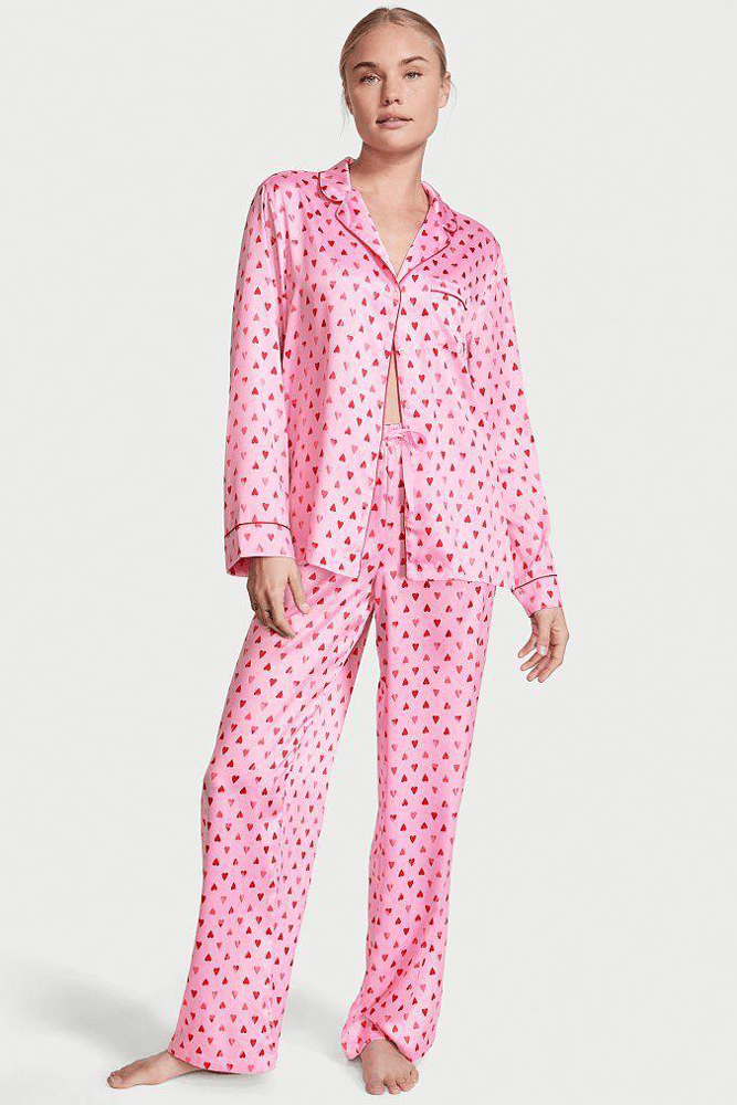 ПІЖАМА САТИН ДОВГА PINK RED HEARTS Victoria`s Secret