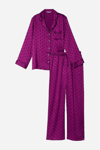 ПІЖАМА САТИН ДОВГА WINE DOT Victoria`s