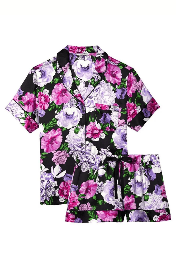 ПІЖАМА САТИН КОРОТКА BLACK FLORAL Victoria`s Secret