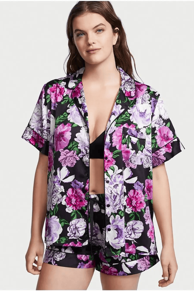 ПІЖАМА САТИН КОРОТКА BLACK FLORAL Victoria`s Secret