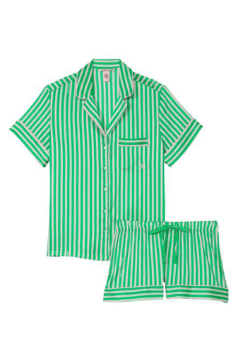 ПІЖАМА САТИН КОРОТКА GREEN STRIPE Victoria`s Secret