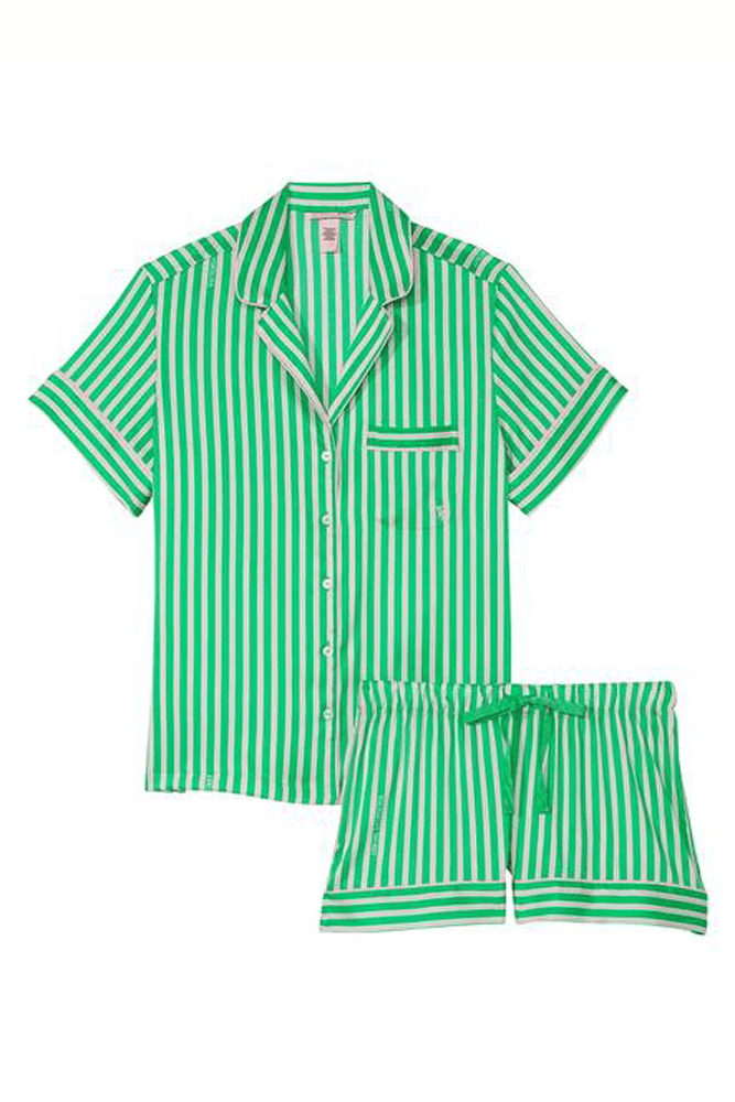 ПІЖАМА САТИН КОРОТКА GREEN STRIPE Victoria`s Secret