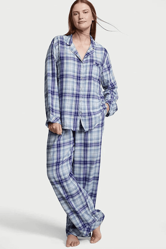 ПІЖАМА ФЛАНЕЛЬ ДОВГА BLUE PLAID Victoria`s Secret
