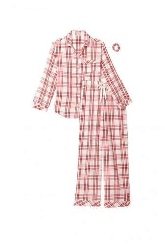 ПІЖАМА ФЛАНЕЛЬ ДОВГА WHITE/RED PLAID Victoria`s Secret