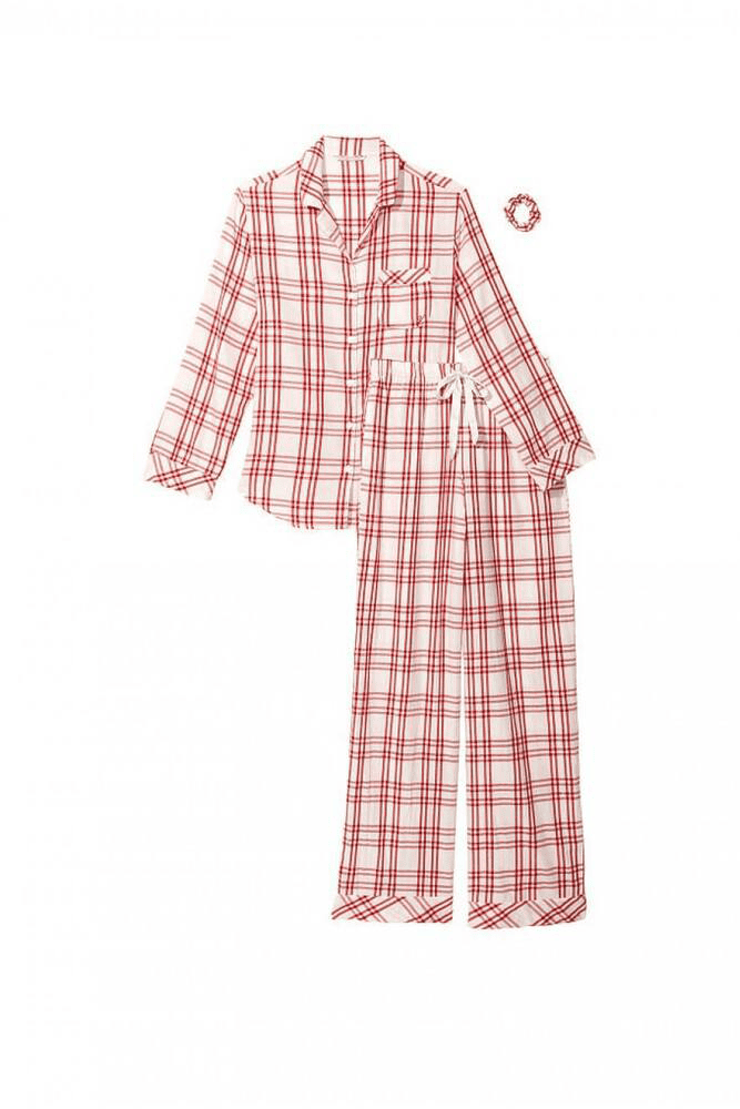 ПІЖАМА ФЛАНЕЛЬ ДОВГА WHITE/RED PLAID Victoria`s Secret
