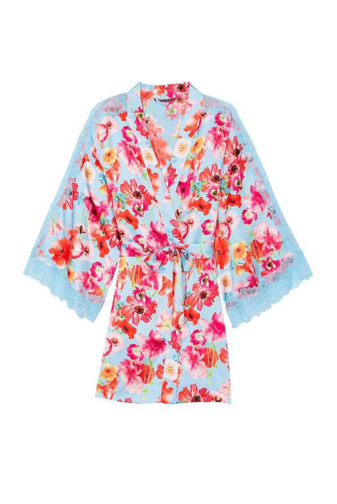 ХАЛАТ САТИНОВИЙ BLUE FLORAL LACE Victoria`s Secret