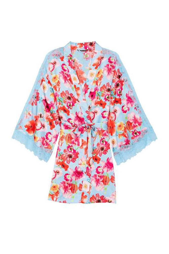 ХАЛАТ САТИНОВИЙ BLUE FLORAL LACE Victoria`s Secret