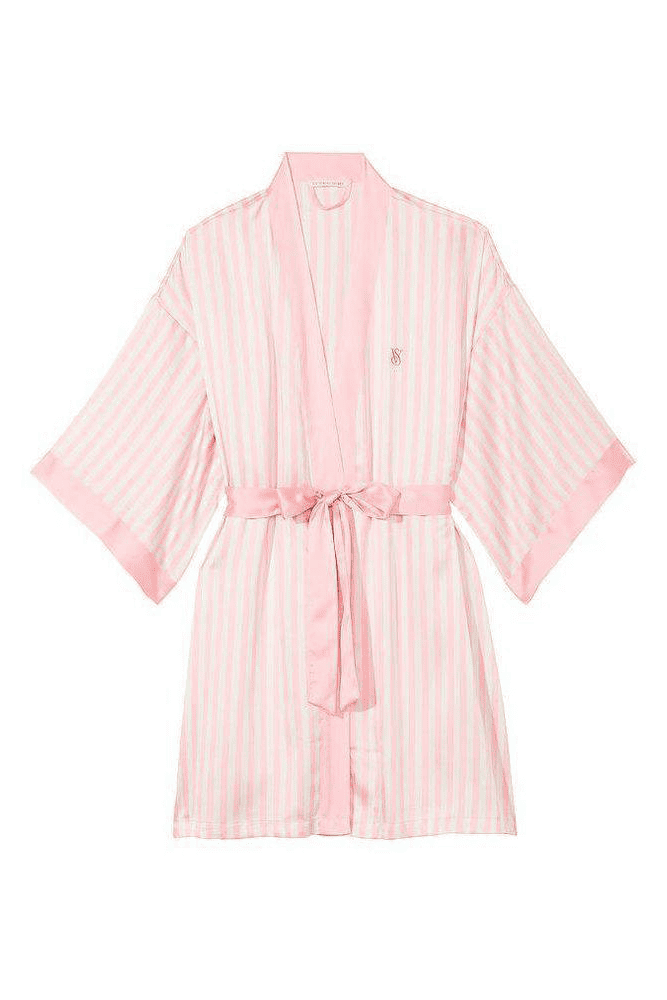 ХАЛАТ САТИНОВИЙ PINK STRIPE LOGO Victoria`s Secret