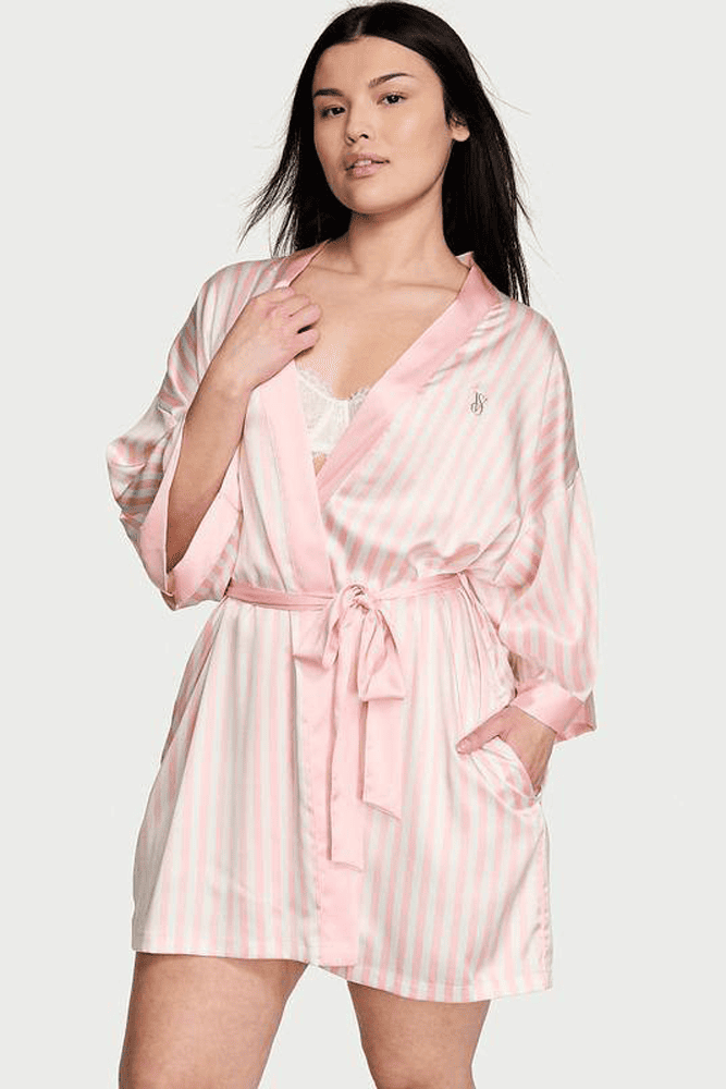ХАЛАТ САТИНОВИЙ PINK STRIPE LOGO Victoria`s Secret