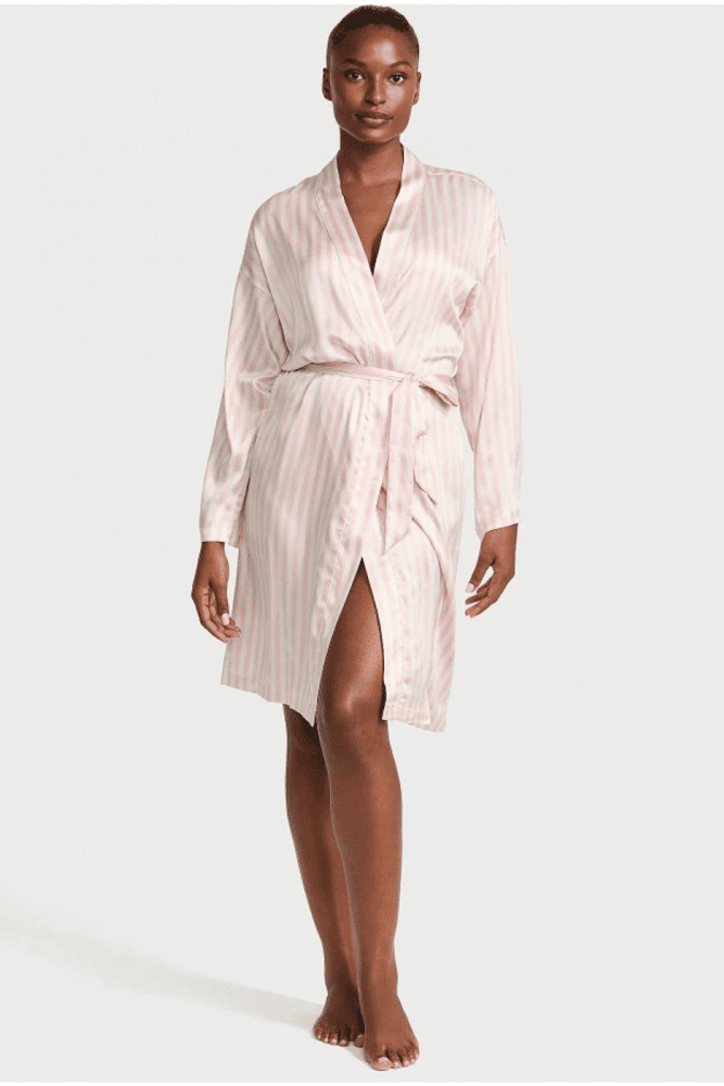 ХАЛАТ САТИНОВИЙ PINK STRIPE LONG Victoria`s Secret