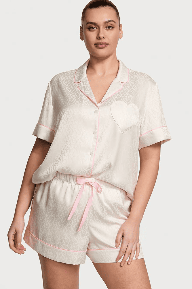 ПІЖАМА САТИН КОРОТКА WHITE VS LOGO Victoria`s Secret
