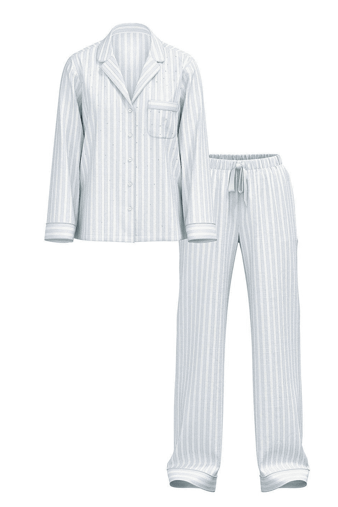 ПІЖАМА ФЛАНЕЛЬ ДОВГА BLUE STRIPE EMBL Victoria`s Secret