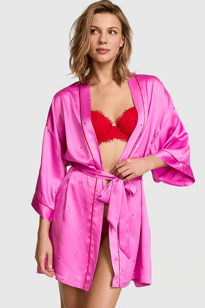 ХАЛАТ САТИНОВИЙ PINK HEARTS Victoria`s Secret