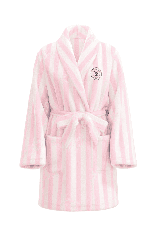 ХАЛАТ ТЕПЛИЙ PINK STRIPE  LOGO SHORT Victoria`s Secret