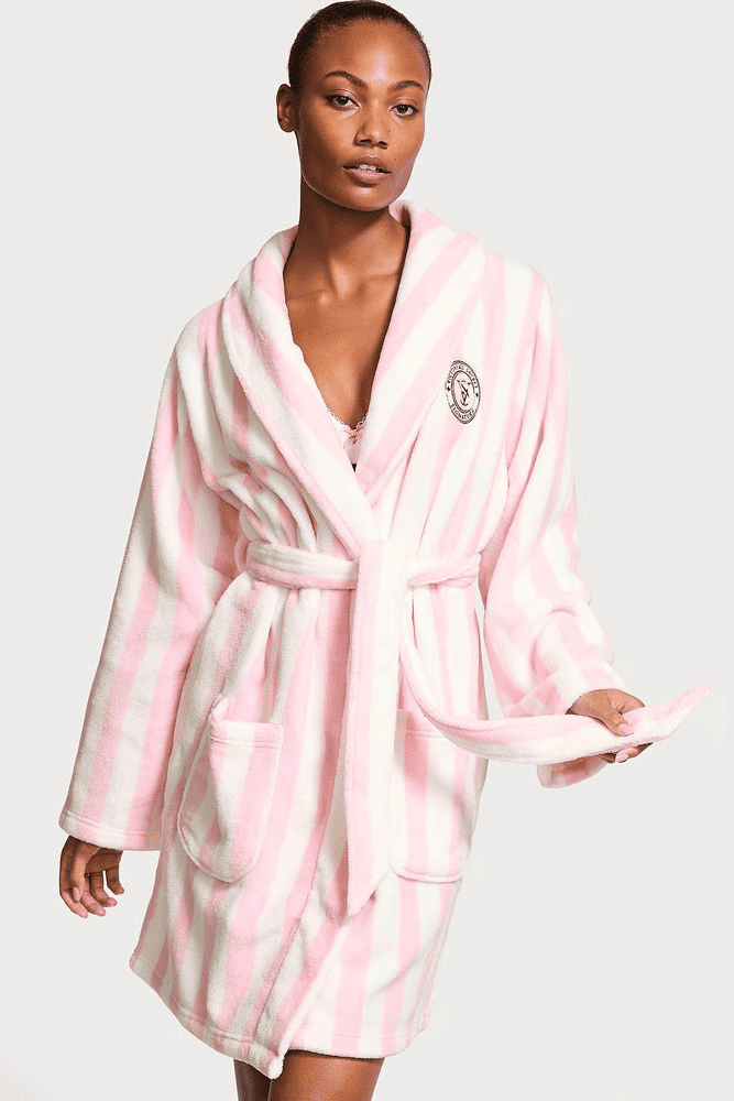 ХАЛАТ ТЕПЛИЙ PINK STRIPE  LOGO SHORT Victoria`s Secret