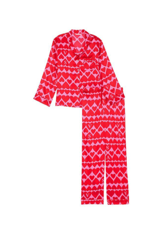 ПІЖАМА САТИН ДОВГА RED PINK HEARTS Victoria`s