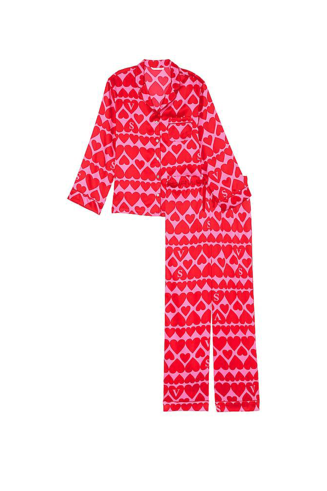 ПІЖАМА САТИН ДОВГА RED PINK HEARTS Victoria`s
