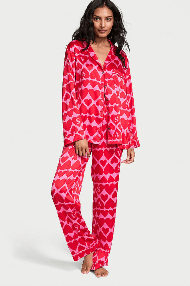 ПІЖАМА САТИН ДОВГА RED PINK HEARTS Victoria`s