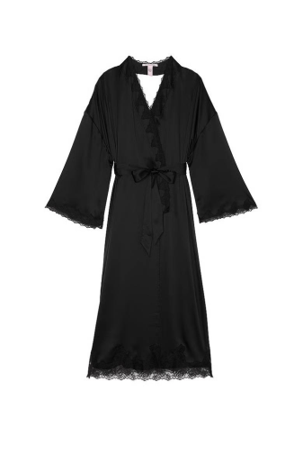 ХАЛАТ САТИНОВИЙ BLACK LACE LONG Victoria`s Secret