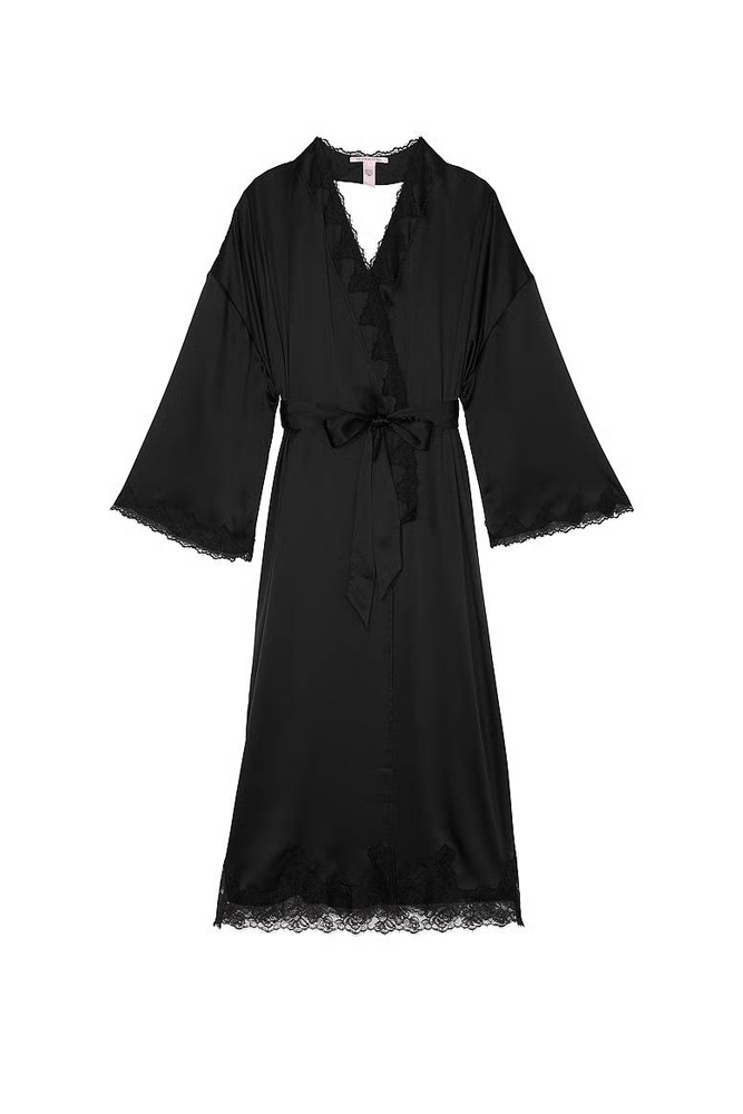 ХАЛАТ САТИНОВИЙ BLACK LACE LONG Victoria`s Secret