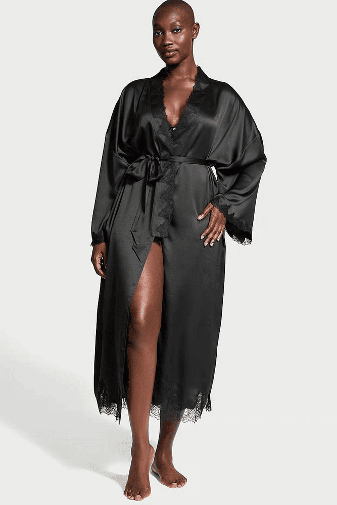 ХАЛАТ САТИНОВИЙ BLACK LACE LONG Victoria`s Secret