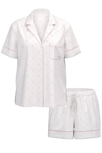 ПІЖАМА САТИН КОРОТКА COCONUT WHITE LOGO DOTS Victoria`s