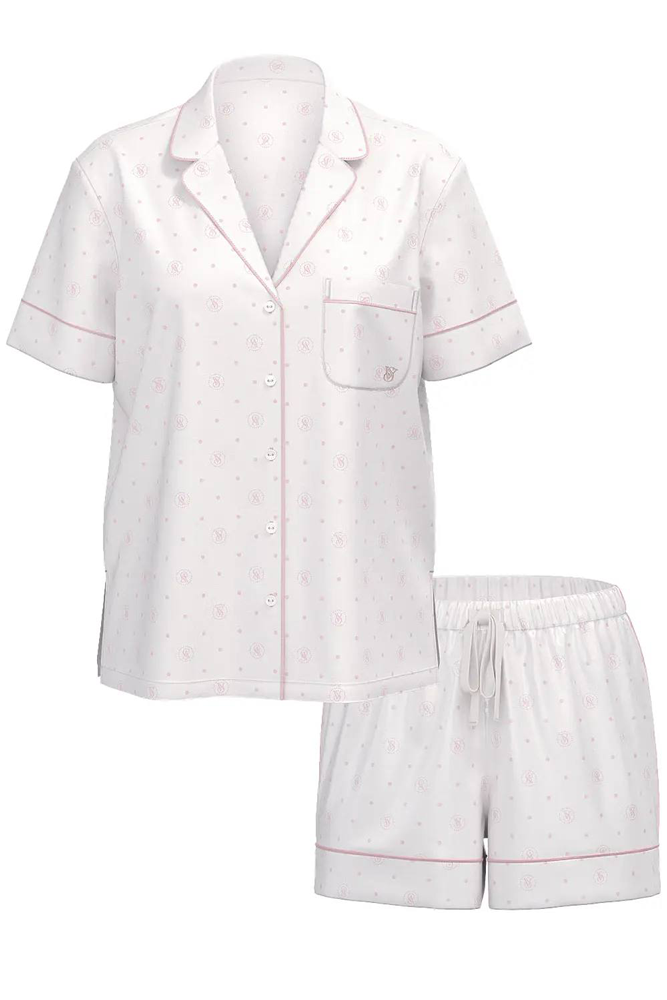 ПІЖАМА САТИН КОРОТКА COCONUT WHITE LOGO DOTS Victoria`s