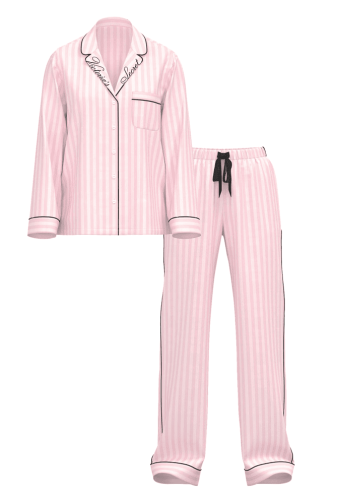 ПІЖАМА ФЛАНЕЛЬ ДОВГА PINK STRIPE LOGO Victoria`s Secret