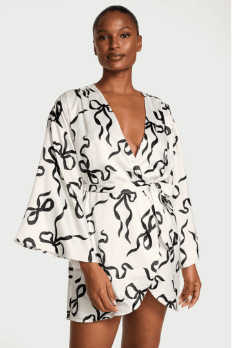 ХАЛАТ САТИНОВИЙ WHITE BLACK BOW Victoria`s Secret