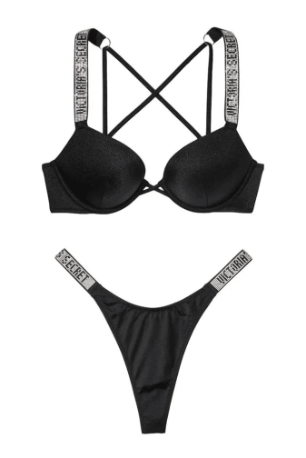 КУПАЛЬНИК ЗІ СТРАЗАМИ ПОДВІЙНИЙ ПУШ-АП BLACK Victoria`s Secret