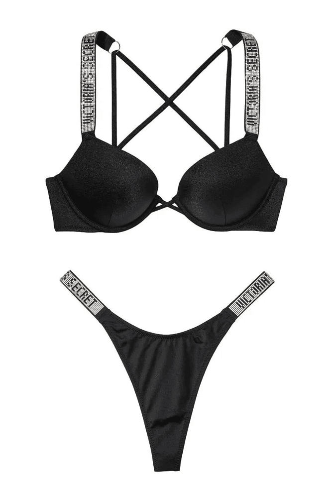 КУПАЛЬНИК ЗІ СТРАЗАМИ ПОДВІЙНИЙ ПУШ-АП BLACK Victoria`s Secret