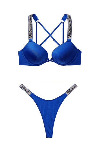 КУПАЛЬНИК ЗІ СТРАЗАМИ ПОДВІЙНИЙ ПУШ-АП BLUE Victoria`s Secret